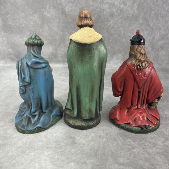 Vtg Holland Mold 3 Wise Men Ceramic Hand Painted 8" Tall Nativity Figurines - Picture 5 of 9